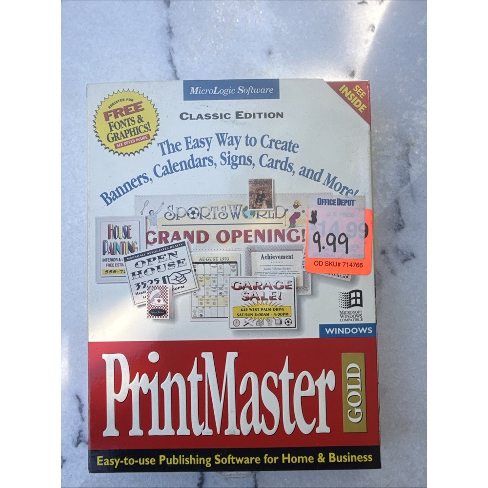 MicroLogic Software PrintMaster Gold for Windows User's Guide Manual, Vintage
